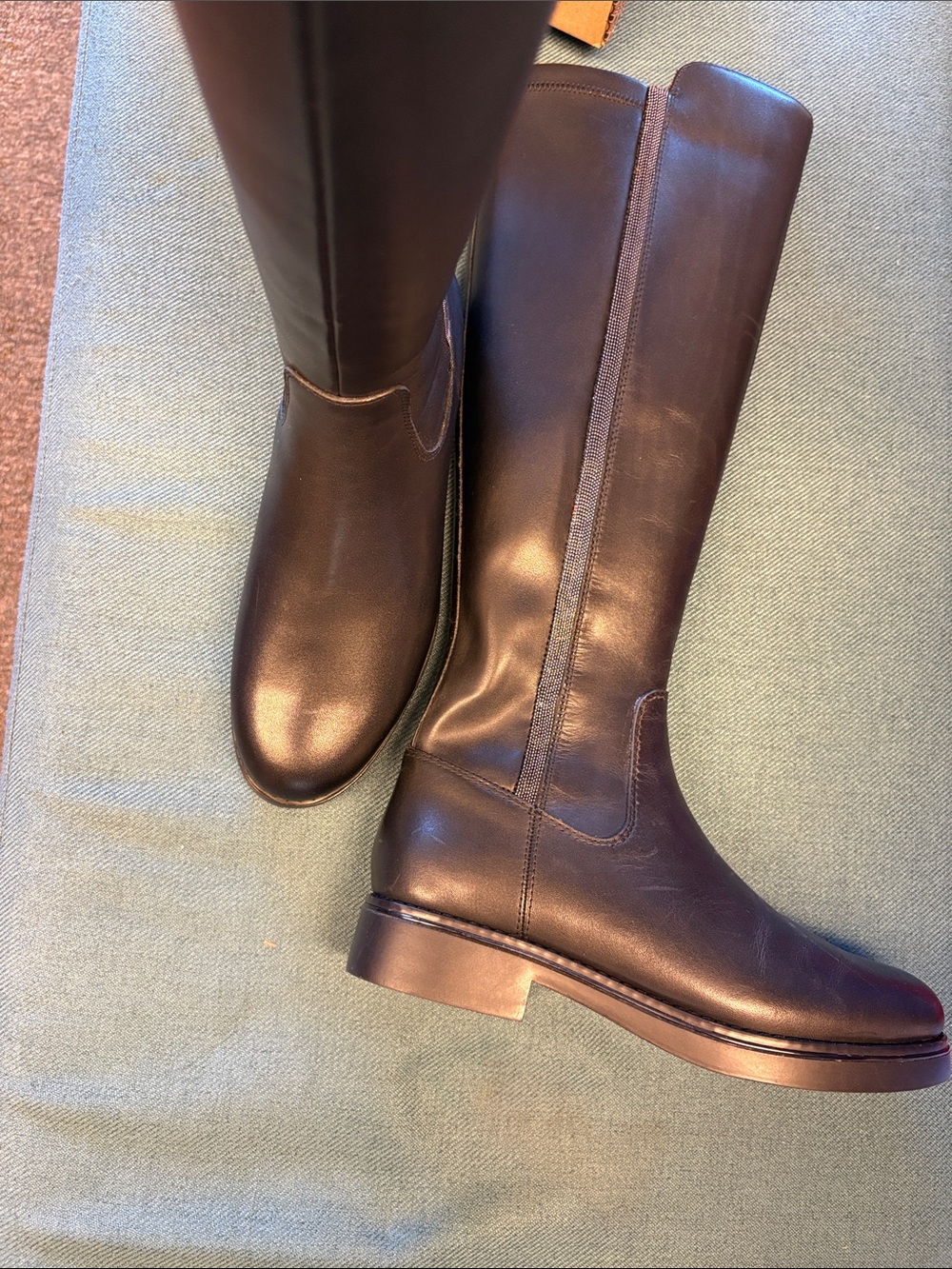 Classic Tall Leather Riding Boots in Dark Brown